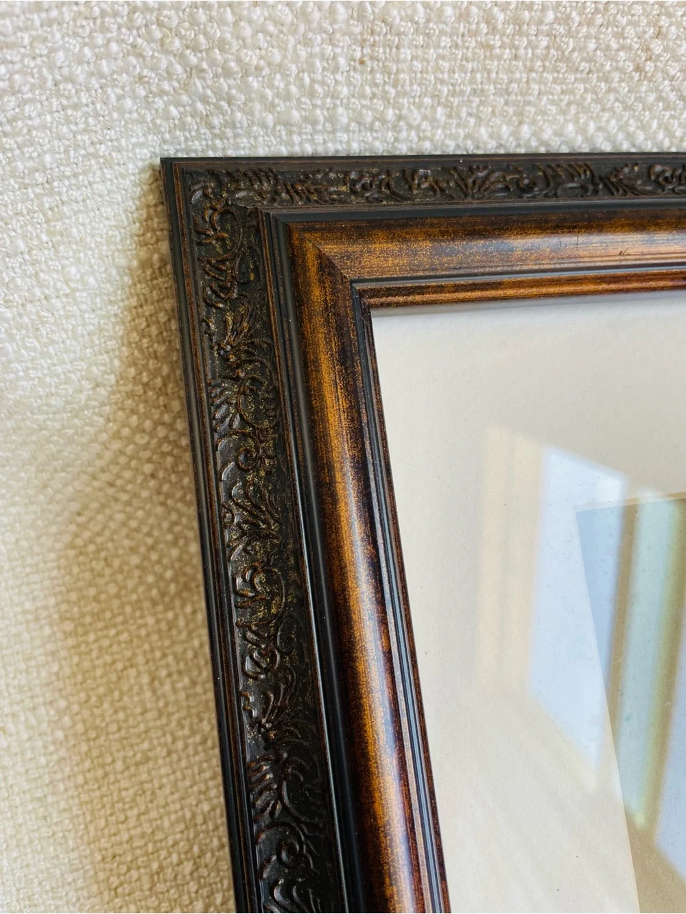 Vintage Classic Ornate Brown Picture Frame with White Mat Fits 8x10
